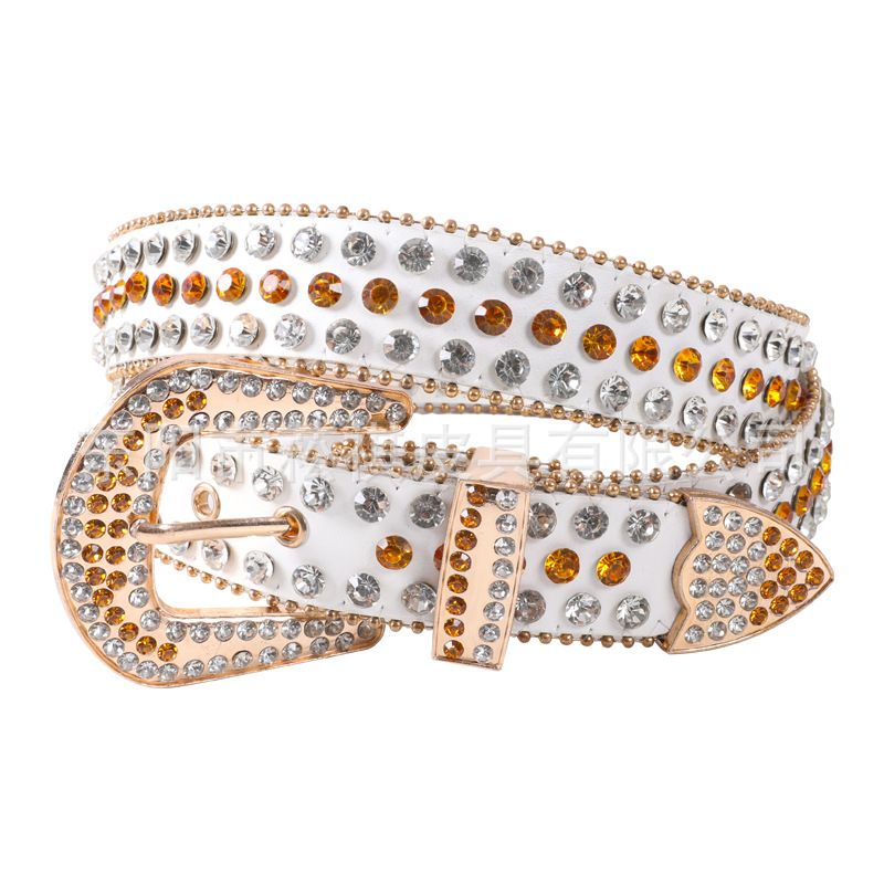 Feng Shui Δέρμα για γυναίκες Χειροποίητη Ενσωμάτωση Μόδας Ευέλικτη Διακόσμηση Κρυστάλλινη Ζώνη με Αφρώδη Διαμάντια_voghion.com