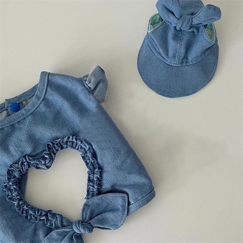 Roupas para cães e gatos pequenos e médios, primavera e verão, conjunto de 2 peças, camiseta jeans, colete e chapéu, 2025_voghion.com