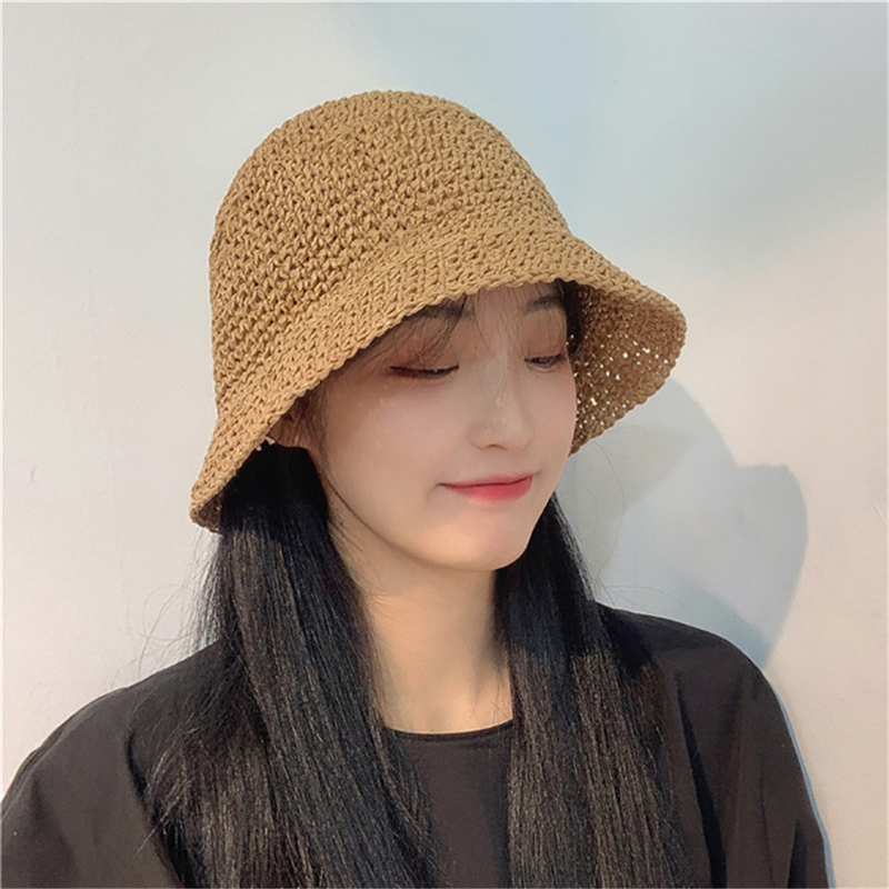 New Arrivals Foldable Handmade Fisherman Straw Sunscreen Sweet Summer Vacation Casual Holiday Women's Girls Fashion Bucket Beach Hat_voghion.com