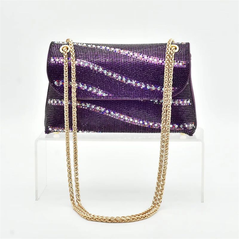 Sandali con tacco alto e set di borse da cena Scarpe da sera con strass di design alla moda_voghion.com