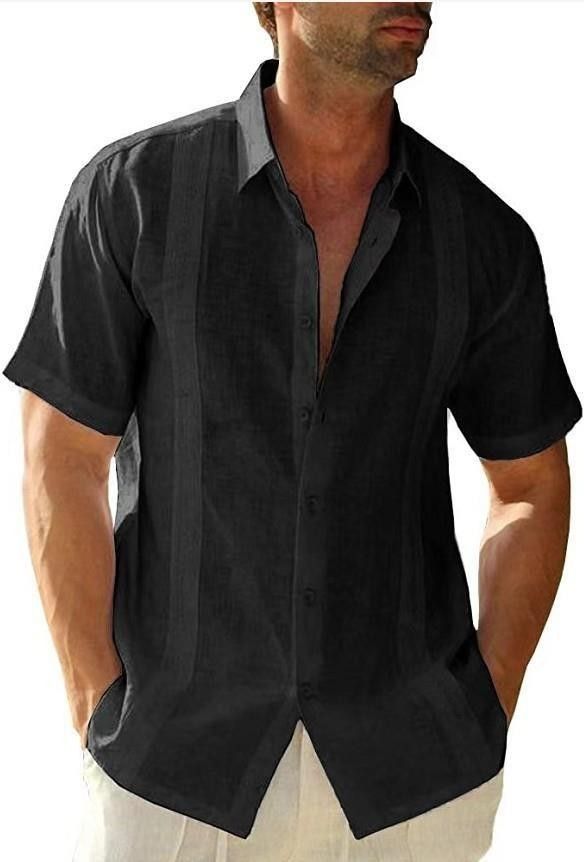 Camicia da uomo 2023, ampia e casual, in lino, Cuba Guayabella, a maniche corte, da spiaggia_voghion.com