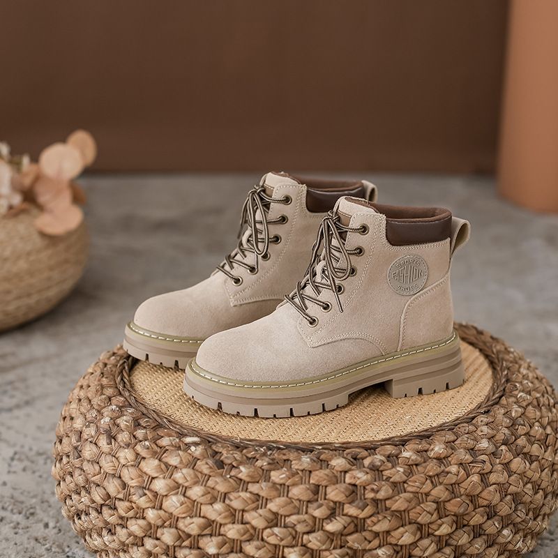 2024 Martin For Women, Autumn New Leather Soft Sole Women's Short Boots, Cow Suede Matte Work Boots_voghion.com