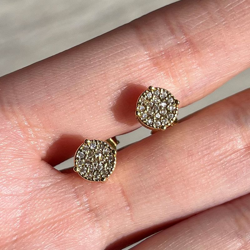 Pendientes Cao Shiman de hip hop con diamantes para hombre, pendientes redondos chapados en circón con microconjunto_voghion.com