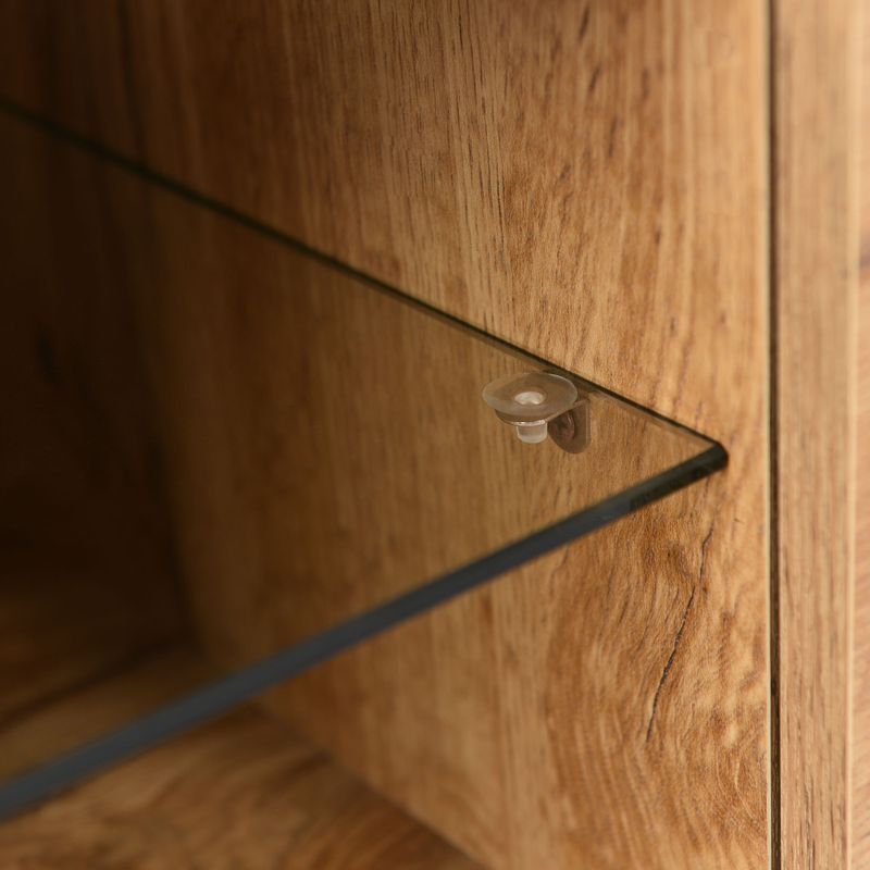 Meuble TV moderne avec finition grain de bois, éclairage LED réglable, 175 L x 31 l x 41 H cm_voghion.com