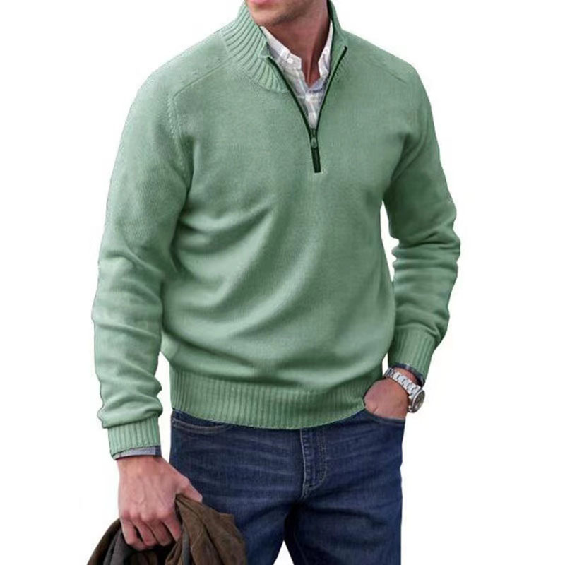 Neue Herbst Winter männer Halb Stehkragen Pullover Hick Zipper Pullover Stricken Hemd Slim Fit Einfarbig Top für Männer_voghion.com