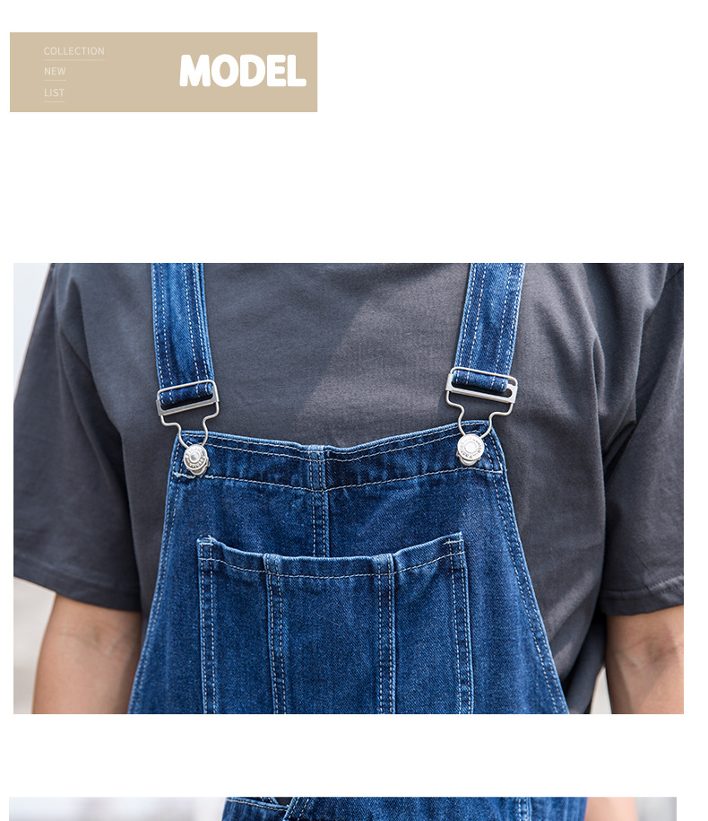 Man's clothing Blue overalls for men loose straight leg unisex work pants Overalls with suspenders_voghion.com