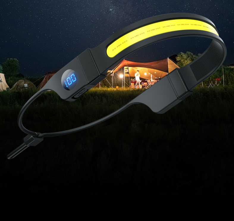 New digital power display COB double light source silicone headlamp outdoor cycling running LED head light_voghion.com