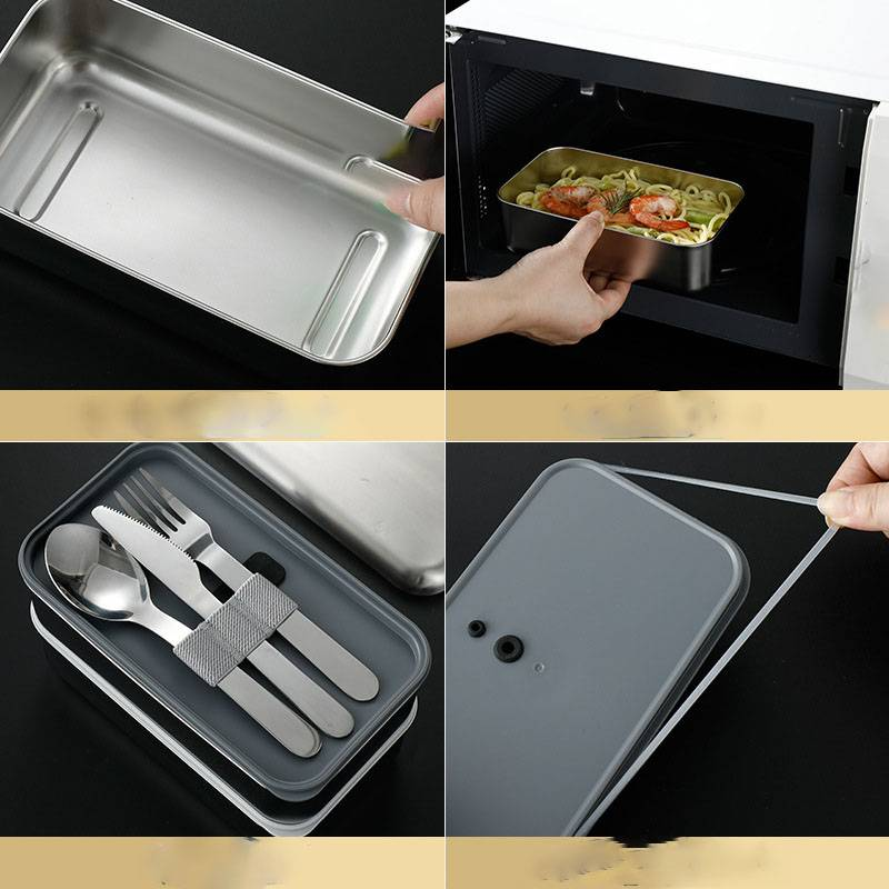 304 Stainless Steel Lunch Box With Bandage Seal Microwaveable Lunch Box Simple Lunch Box Heating Lunch Box_voghion.com