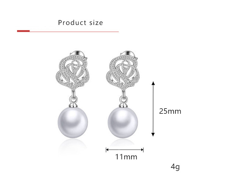 Orecchini di perle con fiori di rosa creativi alla moda, orecchini da sposa con temperamento squisito per abito da banchetto da donna_voghion.com