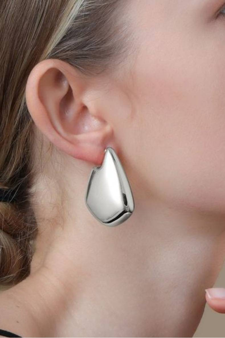 Orecchini cavi in tubo di rame, orecchini da donna irregolari lucidi in ottone lucidato di alta qualità_voghion.com