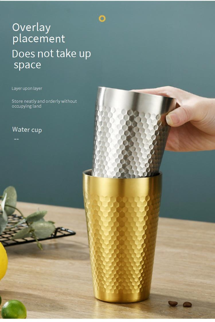 Bicchieri Tazza da birra Tazza da caffè Motivo a diamante Motivo a martello Campeggio all'aperto Acciaio inossidabile 304 Doppio strato Tazza per acqua_voghion.com