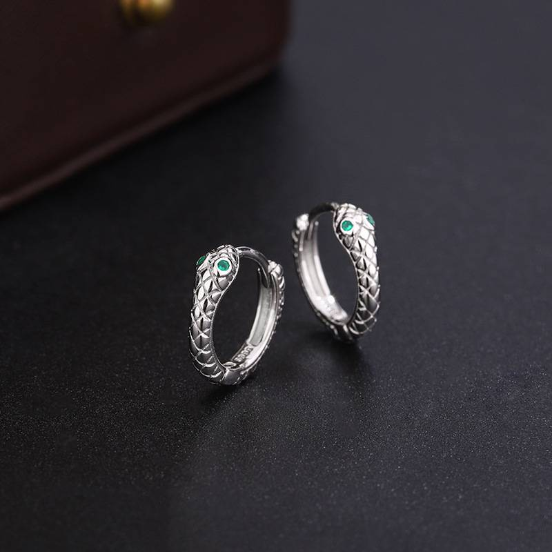 Pendientes de serpiente de plata de ley 999 con hebillas de oreja de alta gama, estilo moderno y temperamento._voghion.com