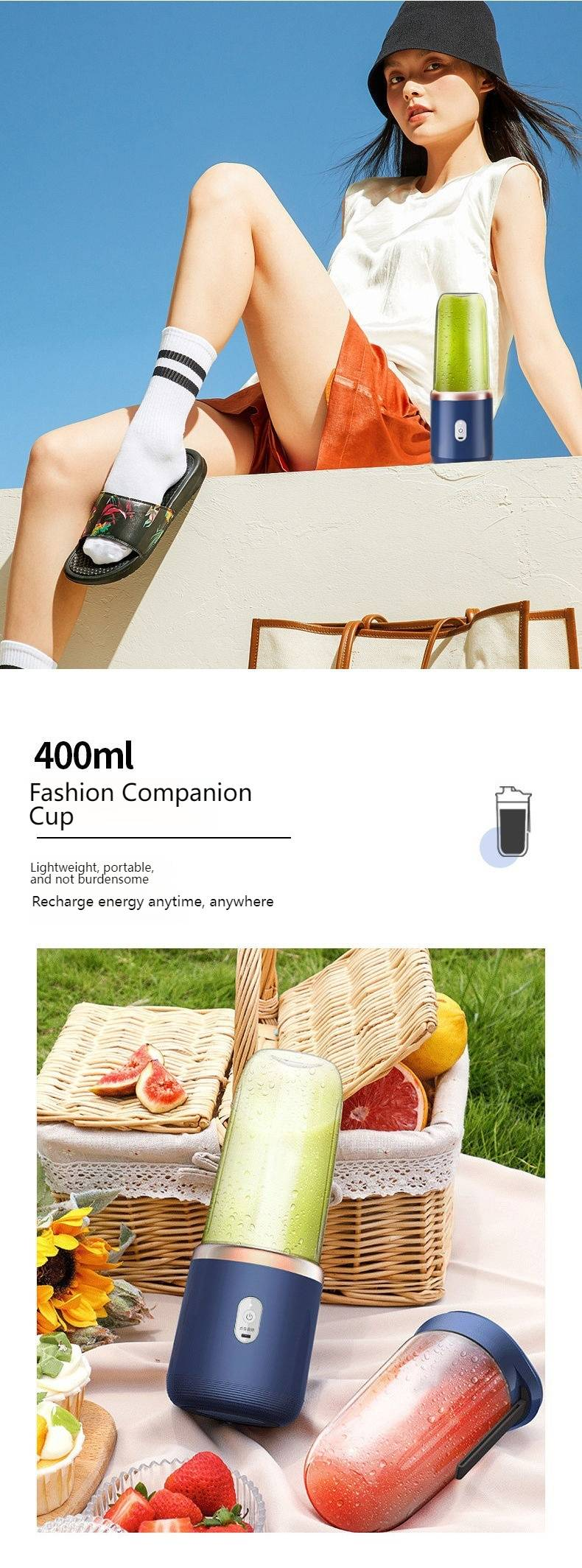 Portable Rechargeable Juicer Blender - Mini Juice Cup For Home Use, Multi-Function Fruit Smoothie Maker_voghion.com