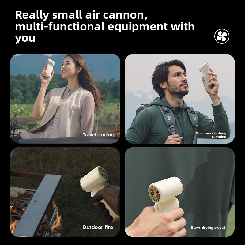 Ultra-High Speed Turbo Handheld Fan - 10,000 RPM Bladeless Design USB Rechargeable 3 Wind Modes Pocket-Size For Travel/Office (Black 4.7-Inch)_voghion.com