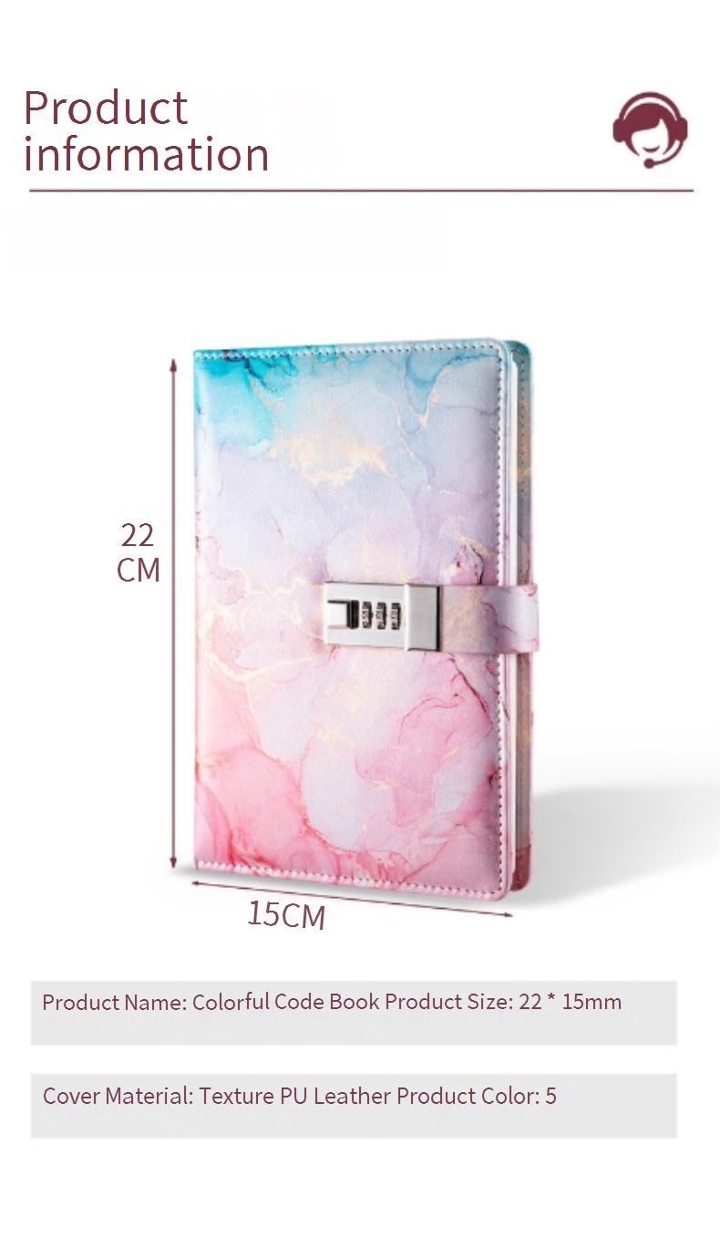 A5 Lockable Password Journal Notebook - PU Leather Cover, 90 Sheets 100g Woodfree Paper, Vintage Style Diary For Students & Creative Writing_voghion.com