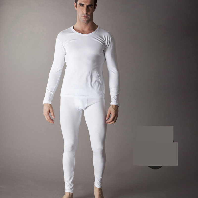 Ensemble de sous-vêtements thermiques en coton - Sous-vêtement à manches longues doux et respirant pour l'hiver - Col en V et ras du cou_voghion.com