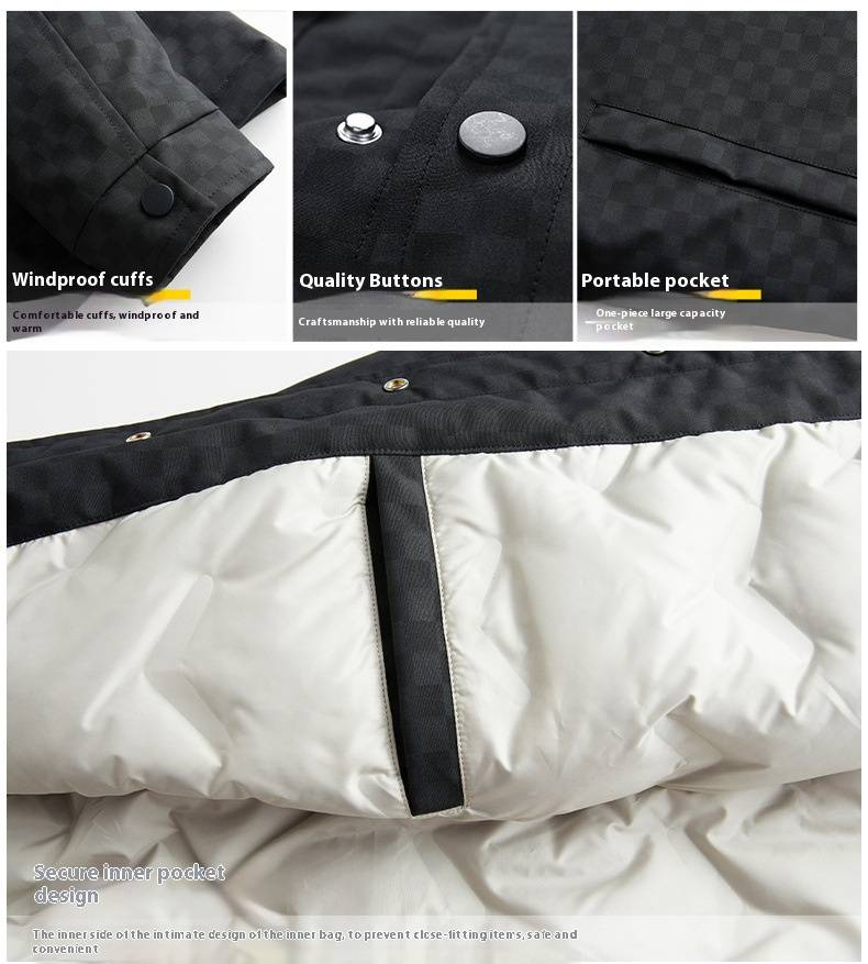 Doudoune d'hiver pour homme, coupe ample, décontractée, chaude, indice de gonflement 550, duvet de canard gris_voghion.com