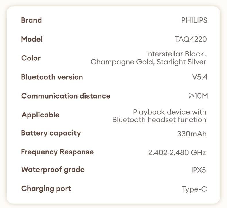 Original Philips TAQ4220 Wireless Bluetooth V5.4 Headphones Ear-hook Noise-Cancelling Headsets High-Quality Sound Earphones For Sports&Gaming_voghion.com