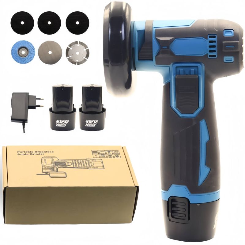 12V Lithium-Ion Cordless Angle Grinder – Compact Brush Motor Tool For Grinding, Cutting & Polishing (3-Month Warranty On Stator & Rotor)_voghion.com