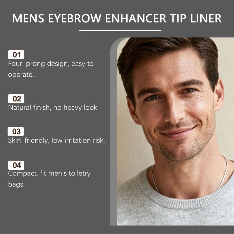 Men's Four-Prong Eyebrow Pencil Daily Color-Enhancing Shaping Natural Smooth Brow_voghion.com