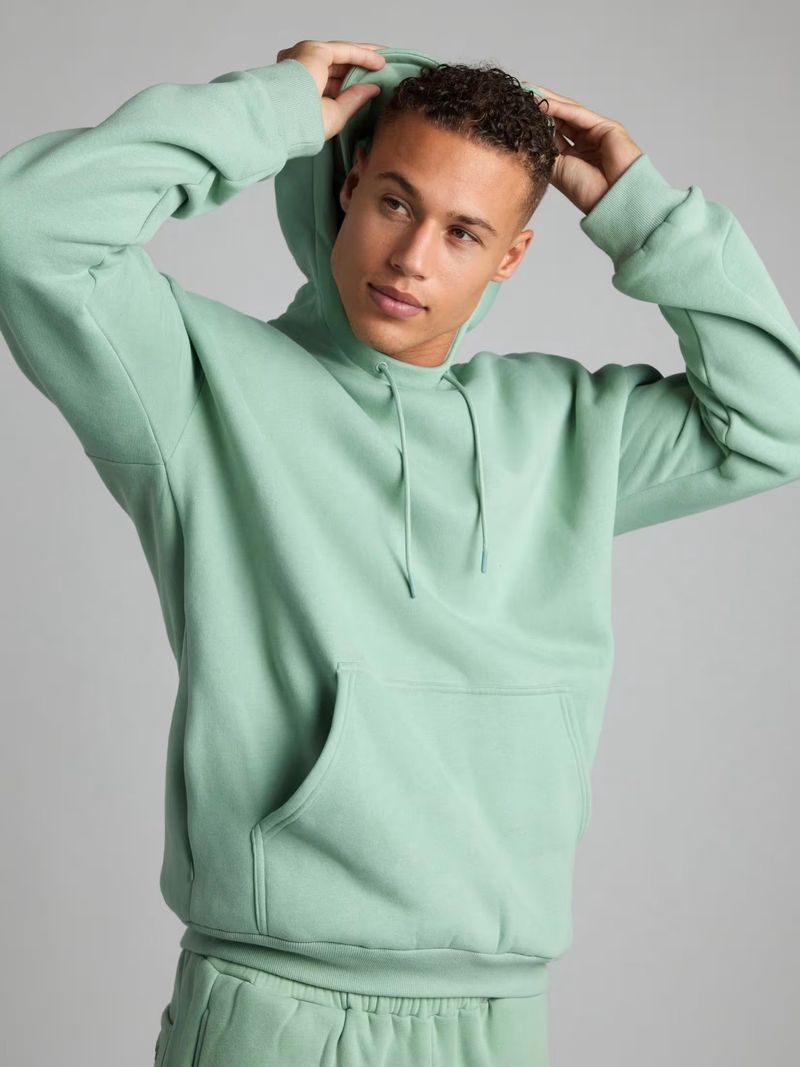 Damenbekleidung: Kapuzenpullover und Jogginghose-Set – einfarbiges Herbst-Winter-Loungewear-Zweiteiler-Outfit mit Schlafmaske_voghion.com