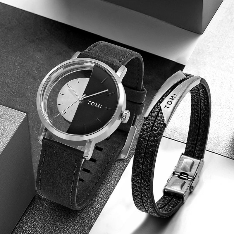 Orologio al quarzo unisex casual neutro con cinturino trasparente a metà lato e design cavo TOMI_voghion.com