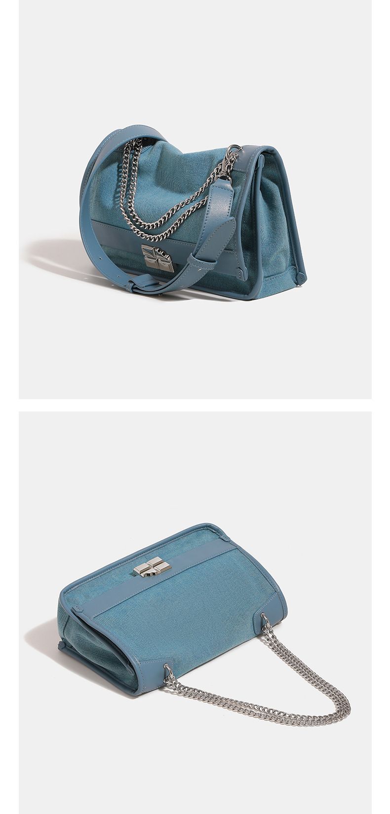 Chaîne au Design Unique pour femmes, sac de facteur en Denim de grande capacité à une épaule, sac fourre-tout à bandoulière, nouvelle collection 2024_voghion.com