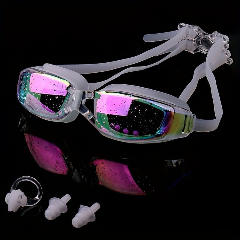 Ochelari de înot, cască de înot, dopuri de urechi, impermeabile HD, cadru mare anti-aburire, pentru bărbați și femei, echipament de înot, ochelari de protecție_voghion.com