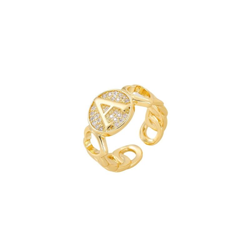 Neuer Herzbuchstabe aus echtem Gold mit eingelegtem Zirkonia und hochwertigem, personalisiertem Öffnungsring für Frauen_voghion.com