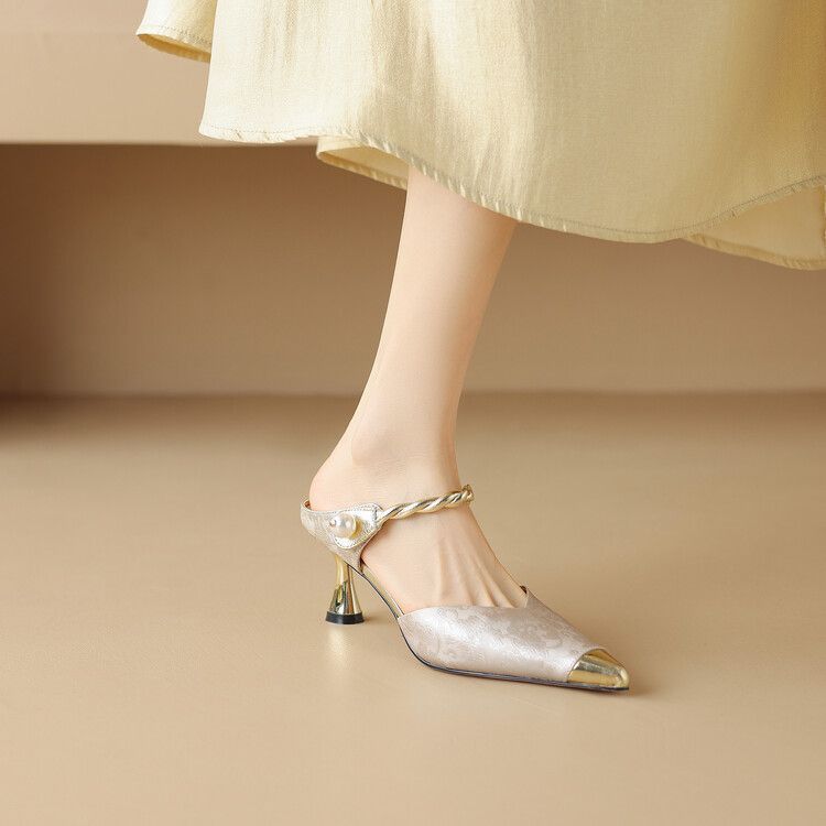 2025 Summer New PU Leather Head Cool Women's Slippers,High Outdoor Wear,Summer,Thin High Heel,Pearl Pointed Fashion Hundred_voghion.com
