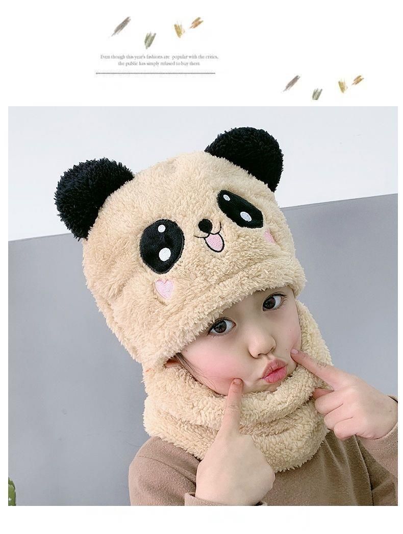 Cute and Warm Cap with Face Cover for Kids - Autumn and Winter Hat and Scarf Combo_voghion.com