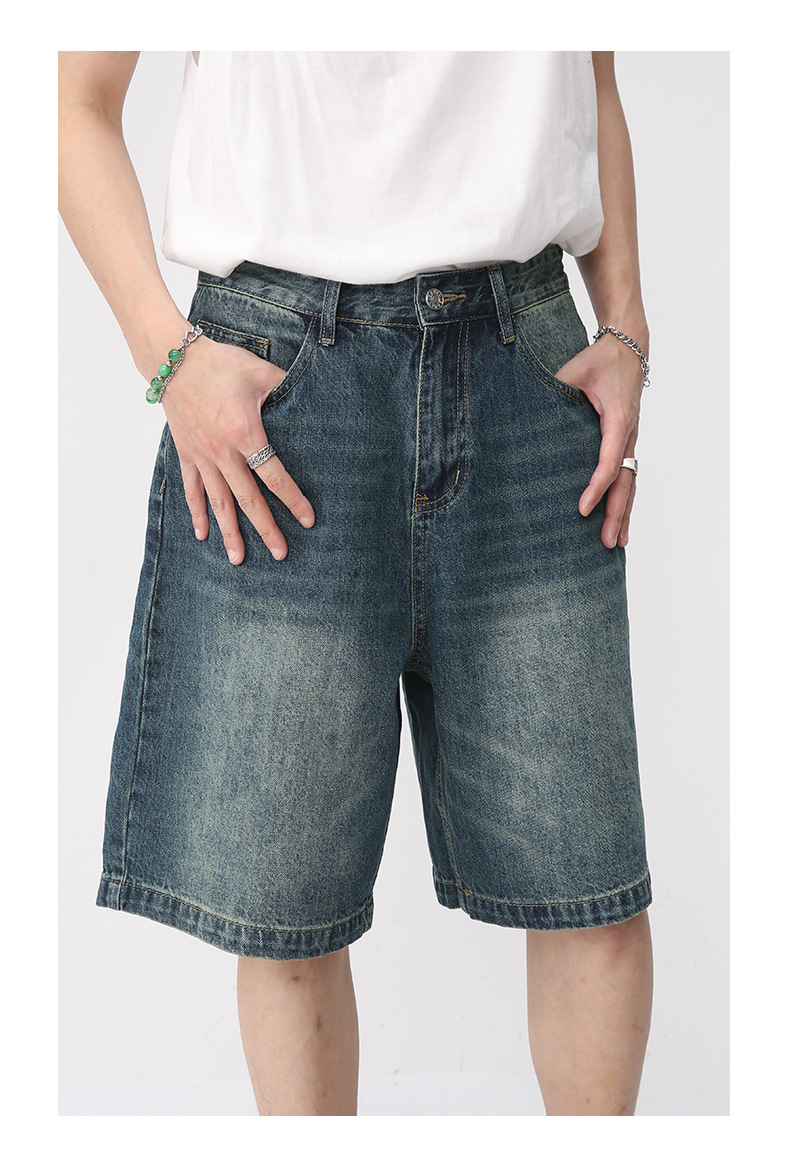 MTLCLOTHES Männerbekleedung|Männer Retro loose distressed Denim Shorts fënnef Punkt Hosen_voghion.com