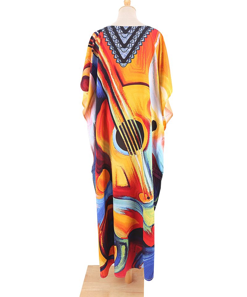 Strandkleid aus 100 % Baumwolle für Damen – Sonnenshirt mit Boho-Print, locker sitzende Bademode, Langarm-Tunika für den Urlaub am Pool_voghion.com