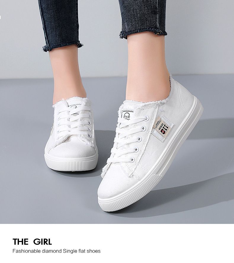 Autumn New Canvas Small White Student Flat Bottom Sports Board Shoes, Fashionable and Versatile Soft Sole Large Size_voghion.com