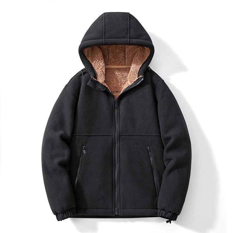 Outdoor Herbst Winter Lammwolle Kleidung Kapuzenjacke für Männer und Frauen, verdicktes Fleece warmes Sweatshirt_voghion.com