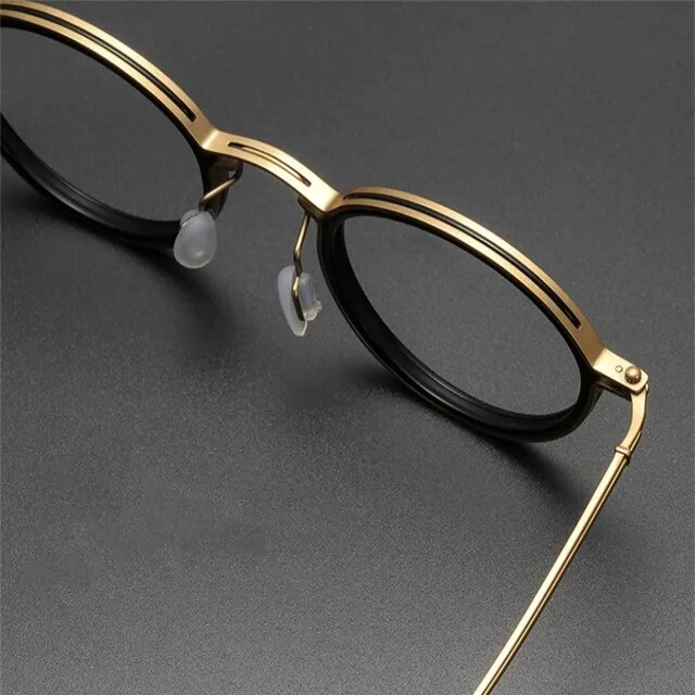 Lesebrille Herren Luxus Runder Rahmen Lupenbrille Klare Linse Anti Blaulicht Brille Männer Frauen Metall Lesebrille Neu_voghion.com
