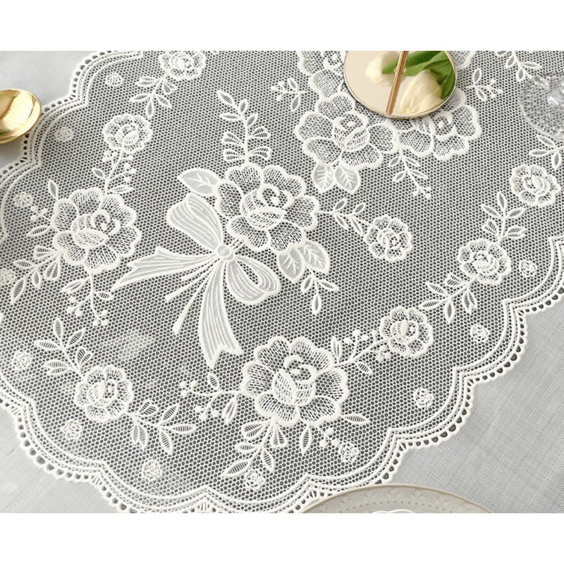 Nappe ovale rectangulaire en dentelle PVC résistante à l'huile et à l'eau_voghion.com