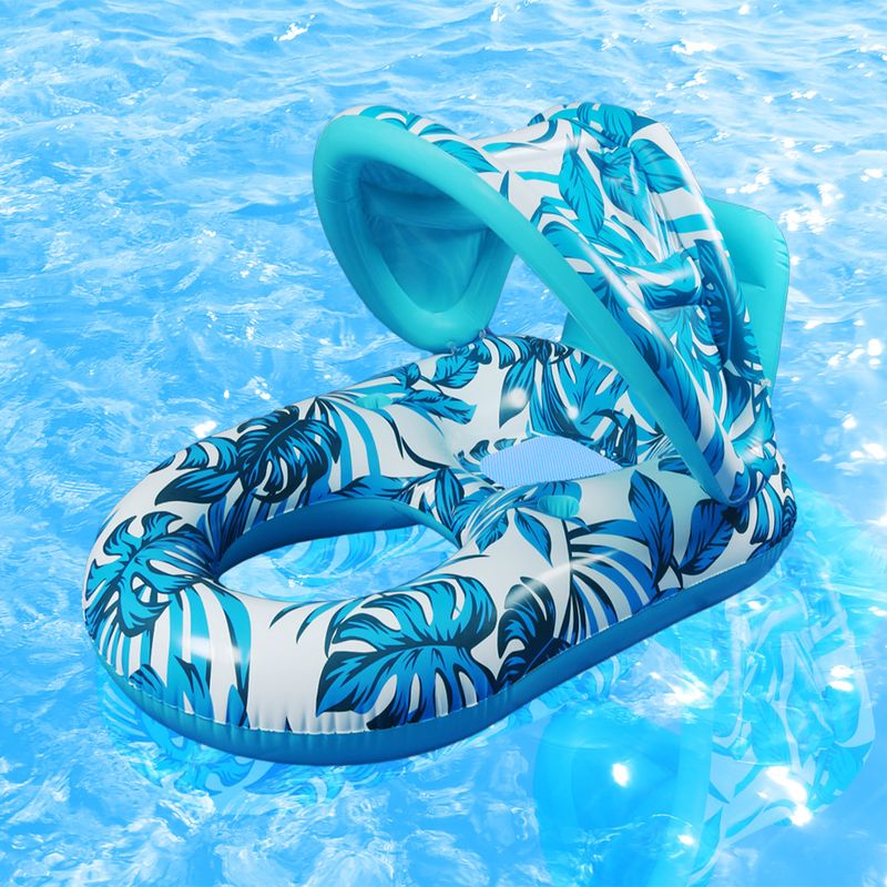 Wasserliegestuhl, verdicktes PVC, aufblasbare Schwimmreihe mit Sonnenschirm, aufblasbarer Liegestuhl, Hängematte, Wassererholung für Erwachsene_voghion.com
