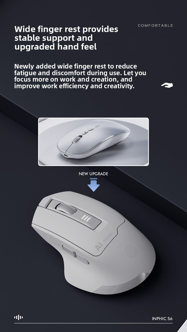 【Hohe Qualität】 INPHIC S6 Maus, kabellos, Bluetooth-Aufladung, leise, intelligente Sprachsteuerung, Eingabe, KI, Büro, Heimgebrauch_voghion.com