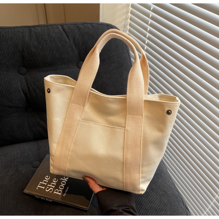 New Korean And Japanese Style Simple Canvas Handbag For Women, Artistic Fashion Tote Bag, Portable Student Lunch Box Bag_voghion.com