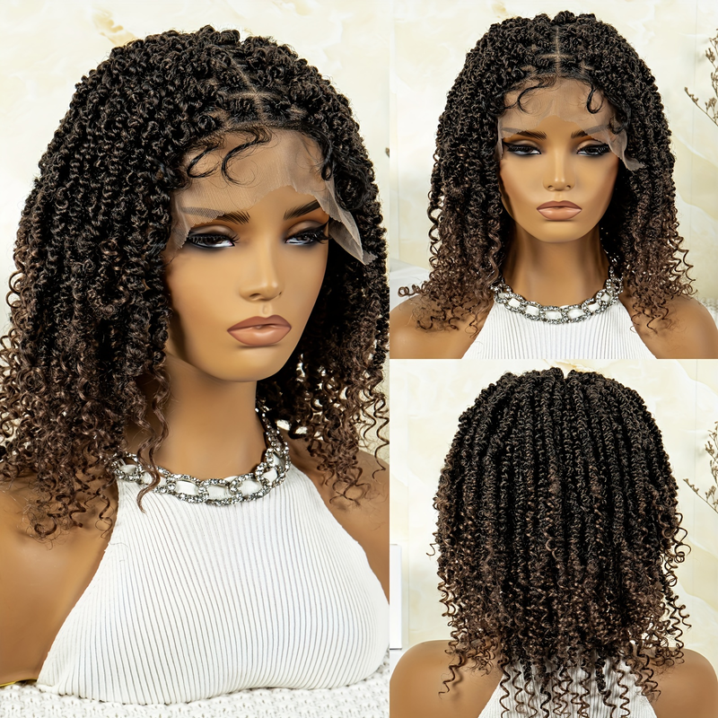 14 tums korta dreadlock peruker 9*6 spets frontperuker Twist flätade Faux Locs Virkade hår peruker Fiber Syntetiska korta lockiga peruker för kvinnor_voghion.com