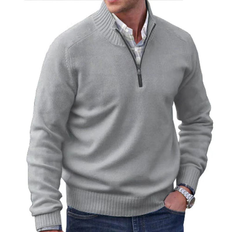 Neue Herbst Winter männer Halb Stehkragen Pullover Hick Zipper Pullover Stricken Hemd Slim Fit Einfarbig Top für Männer_voghion.com