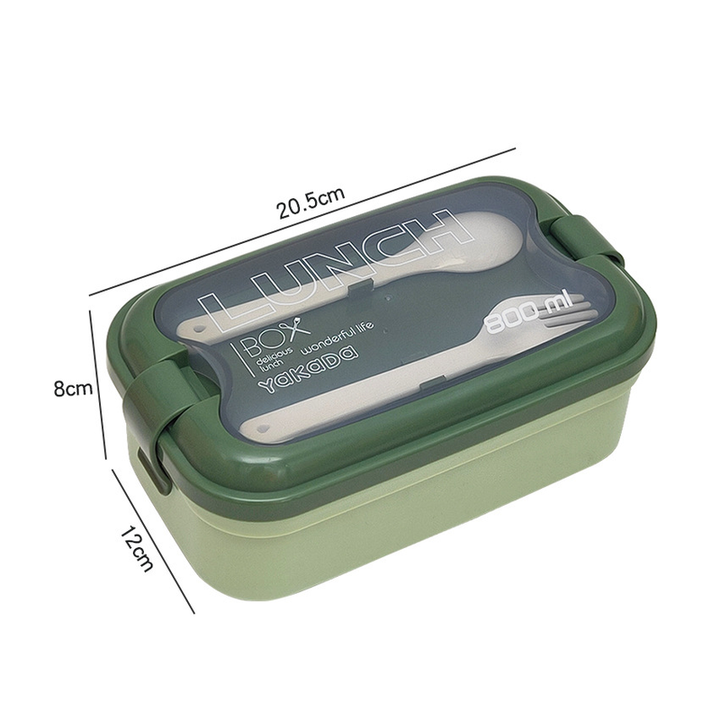 Morandi Student Office Lunch Box Microwave Sealed Preservation Box Divided Spoon Lunch Box_voghion.com