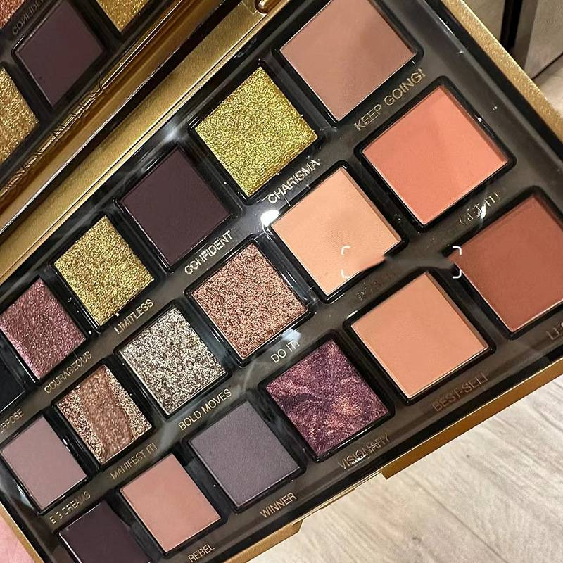 Gold 18 Color Eyeshadow Euro-American Pearl Rose Gold Eyeshadow tray reverse rose_voghion.com
