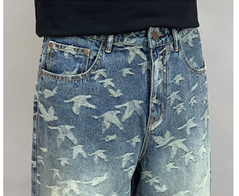 Moške hlače iz žakardovega denim kroja, ravne, z vezenim, ohlapnim vzorcem, modne modre kavbojke za brisanje_voghion.com