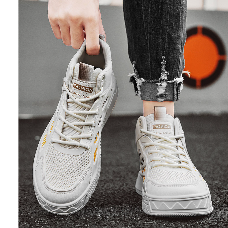 Zapatos Air Force One para hombre, zapatillas de deporte de caña alta de marca de moda popular, nuevo estilo de primavera, zapatos deportivos casuales transpirables de malla, zapatos blancos_voghion.com