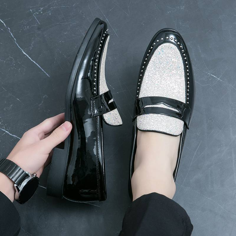 New Colored Banquet Dress Business Men's Shoes With One Foot Pointed Toe Casual Loafers Korean Style Trendy British Style Wedding Shoes_voghion.com