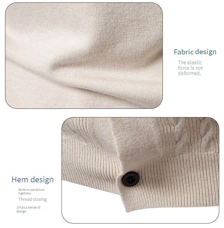 Lässiger Herren-Strickpullover – Vintage-Zopfmuster, lockere Passform, V-Ausschnitt, lange Ärmel, offene Vorderseite (maschinenwaschbar) –_voghion.com