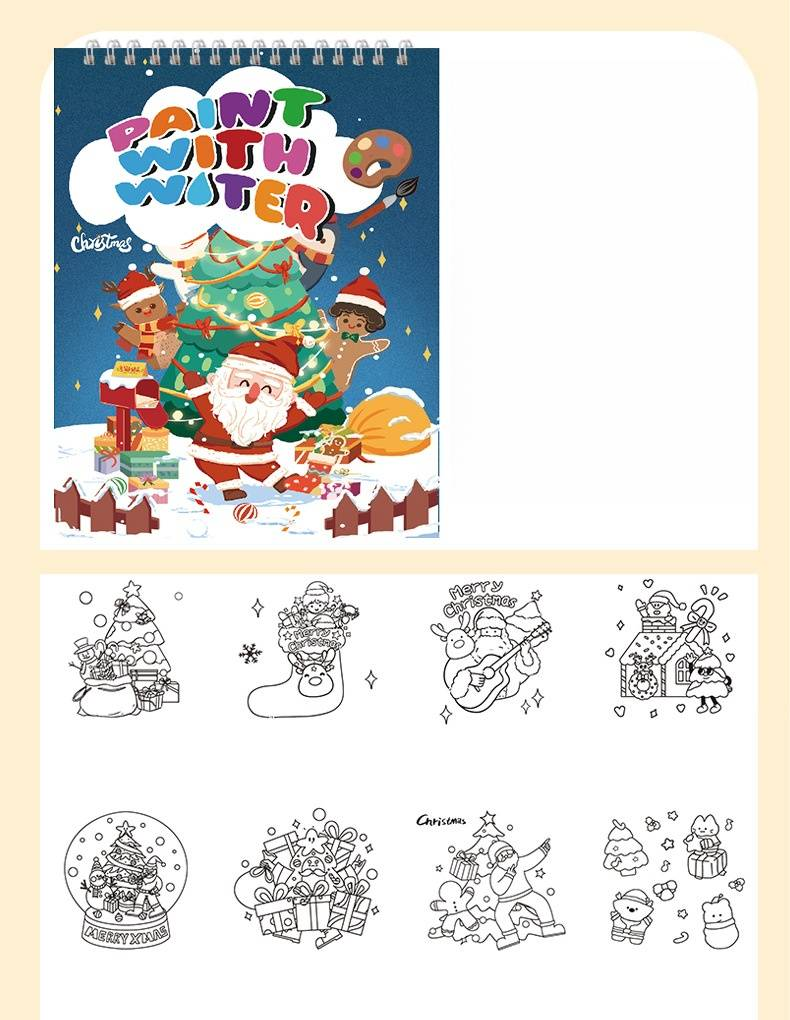 Premium-Aquarell-Malbuch für Erwachsene und Kinder – Tierwelt- und Weihnachtsthemen – 21 x 27 cm dickes Papier, Kunsttherapie-Skizzenbuch zum Stressabbau_voghion.com