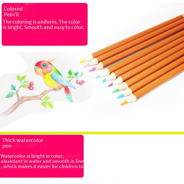 174-Piece Deluxe Wooden Art Set For Kids - Double-Layer Storage Box With Watercolor Markers, Painting & Drawing Supplies, Creative Doodle Toy Gift_voghion.com